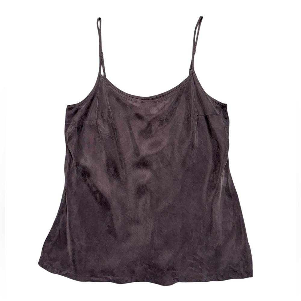 Pure + Good Satin Camisole Tank Top Cupro Gray Vegan Silk Womens Size Large Soft